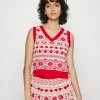 Monki Damen Strickpullover - White/red