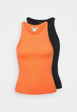 Monki EDDA SINGLET 2 PACK - Top - Orange/black Dark Solid | Damen -Monki Verkäufe 2022 f1d52aad66624d1aab71b125779a7a1c