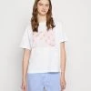 Monki Damen T-Shirt Print - White Light Unique Pastelshells