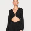 Monki Damen Langarmshirt - Black Dark