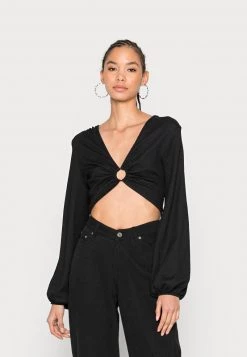 Monki Damen Langarmshirt - Black Dark