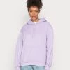 Monki Damen Kapuzenpullover - Lilac Purple Light Solid