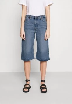 Monki Damen Jeans Shorts - Blue Medium Dusty